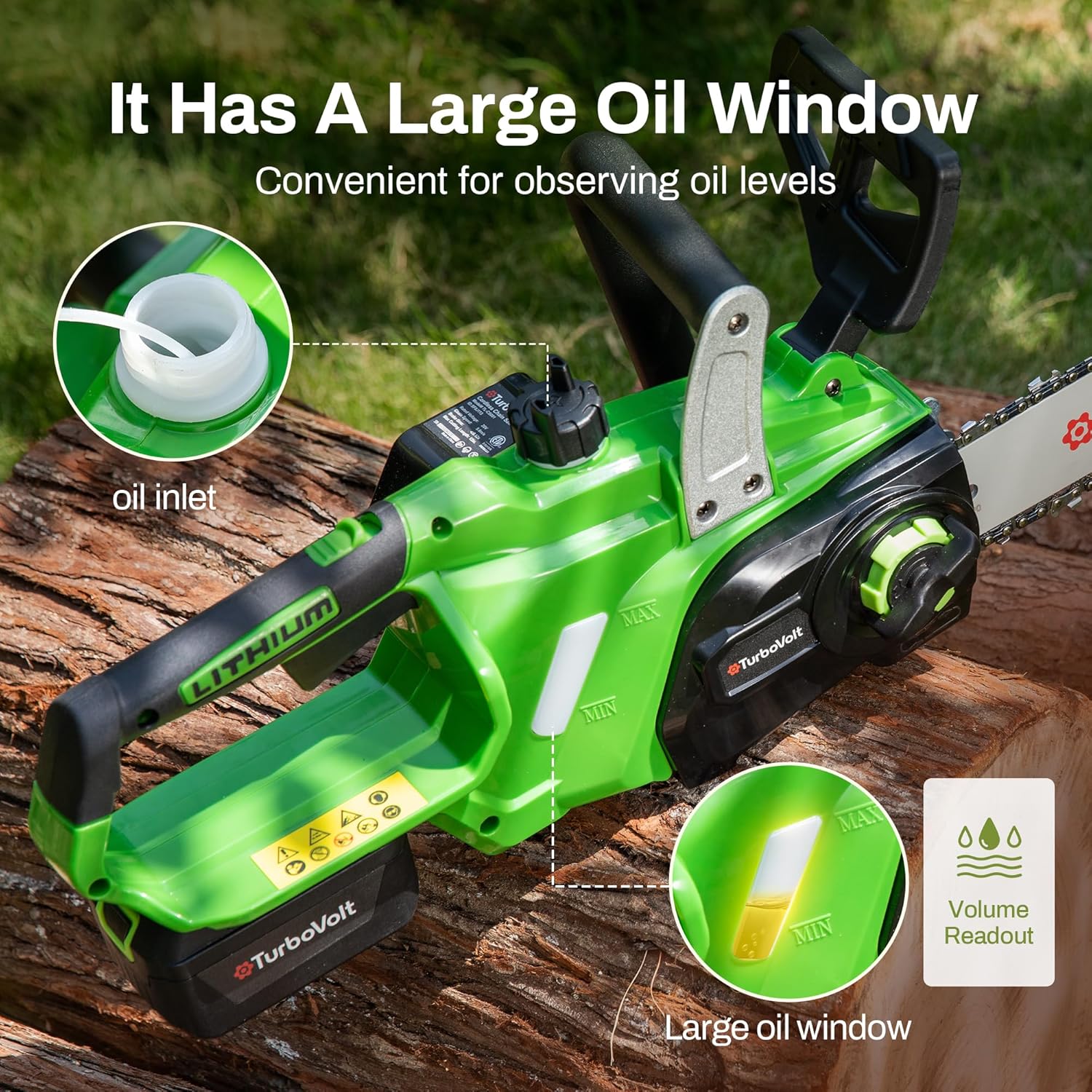 Cordless chainsaw 12 inch, 20V Electric chain saw with 3000RPM Brushless Motor | 4Ah Battery & Charger | Tool-free Tension | Auto Oiler, for Cutting Firewood, Tree Pruning, Trimming, Storm Cleanup - Image 5