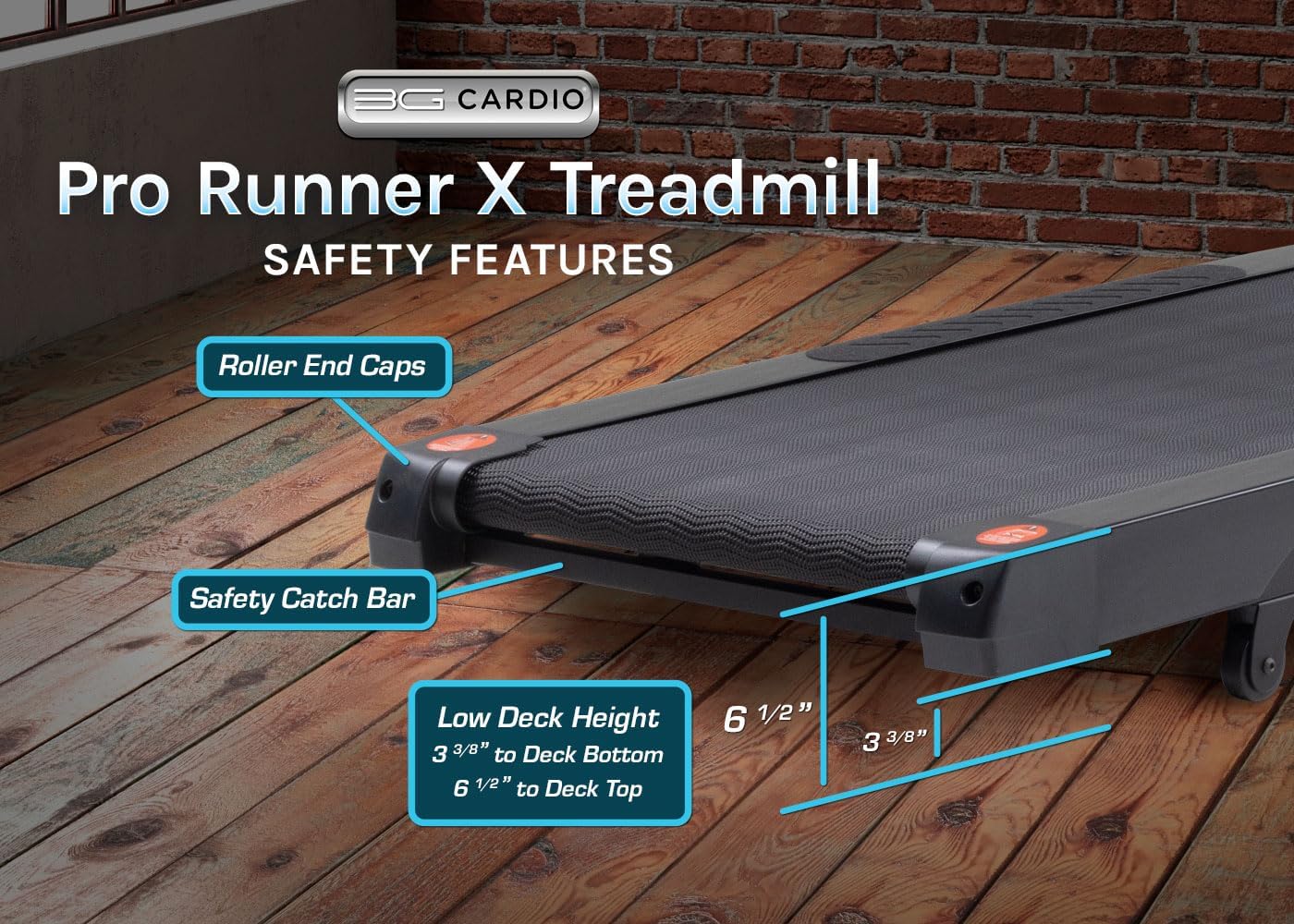 3G Cardio Pro Runner X Treadmill - Heavy Duty Home Construction - FreeSync FTMS Bluetooth Connectivity - Low 6.5" Step-up Height - Foldable Compact Storage - Orthopedic Belt - 350 lb Capacity - Image 5