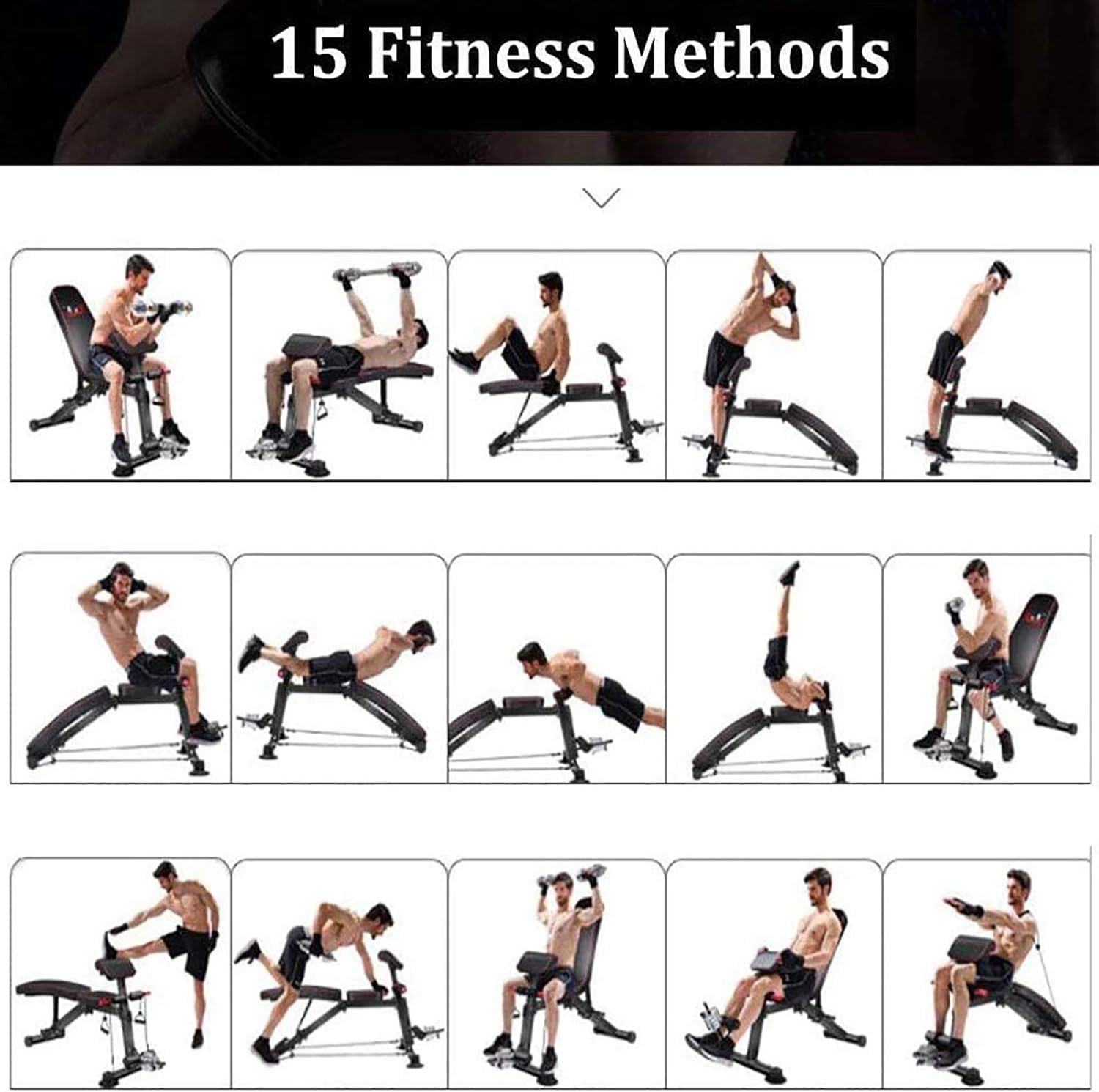 Weight Bench Foldable Bench Press Incline Decline Fitness Bench Full Body Fitness Workout Adjustable Dumbbell Bench Sit Up Bench for Home Gym Exercise - Image 5