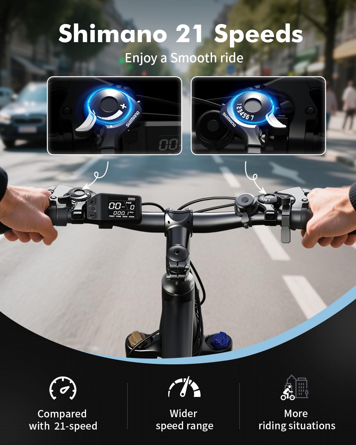 Qlife Racer27.5 Ultra Electric Bike for Adults, 21-Speed 28MPH Adult Electric Bicycles Peak 1200W, Up to 55 Miles, 48V 10.4Ah Removable Battery, Dual Suspension, 27.5" Tire Mountain Ebike - Image 5