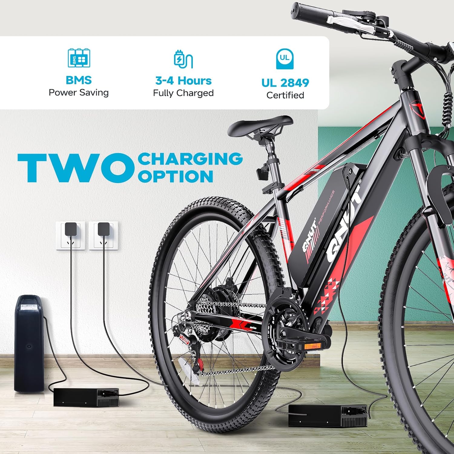 Electric Bike for Adults, 350W 26" Ebike for Teens 21 Speed 20Mph Up to 40Mile with Dual Disc Brake Commute E-Bike E-MTB for Men Women Electric Bicycles UL 2849 Tested - Image 5