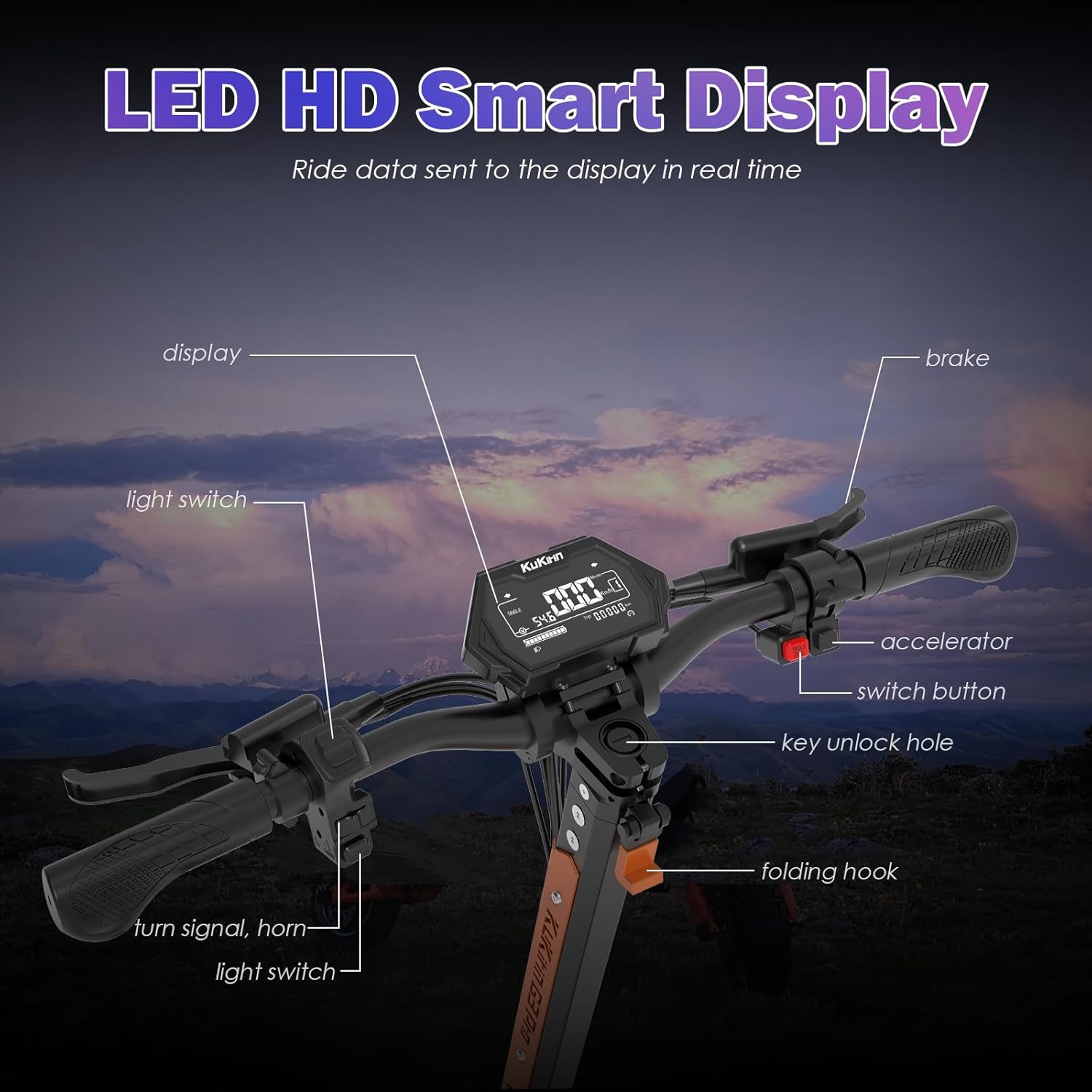 KuKirin G3PRO/G4 Electric Scooter for Adults, 2400W Powerful Motor Up to 40MPH, 10.5" Off Road Tires 52V/23Ah Large Capacity, KUGOO Kirin Folding Fast e Scooter for Adult - Image 6