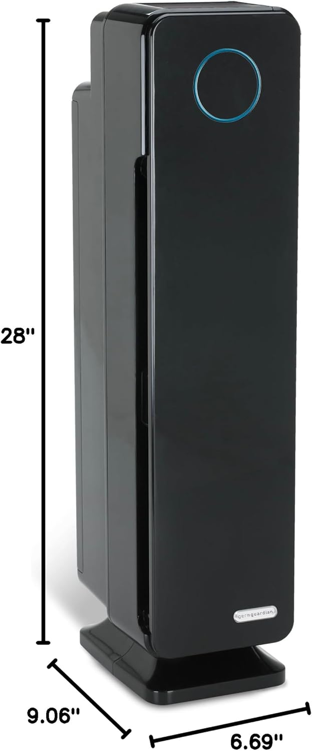 GermGuardian Air Purifier for Home with HEPA Pure Filter, for Wildfire Smoke, Pet Dander, Pollen, Odors, Large Rooms Up To 870 Sq. Ft., Removes 99.97% Pollutants, UV-C Light, 28", AC5350B, Black - Image 6