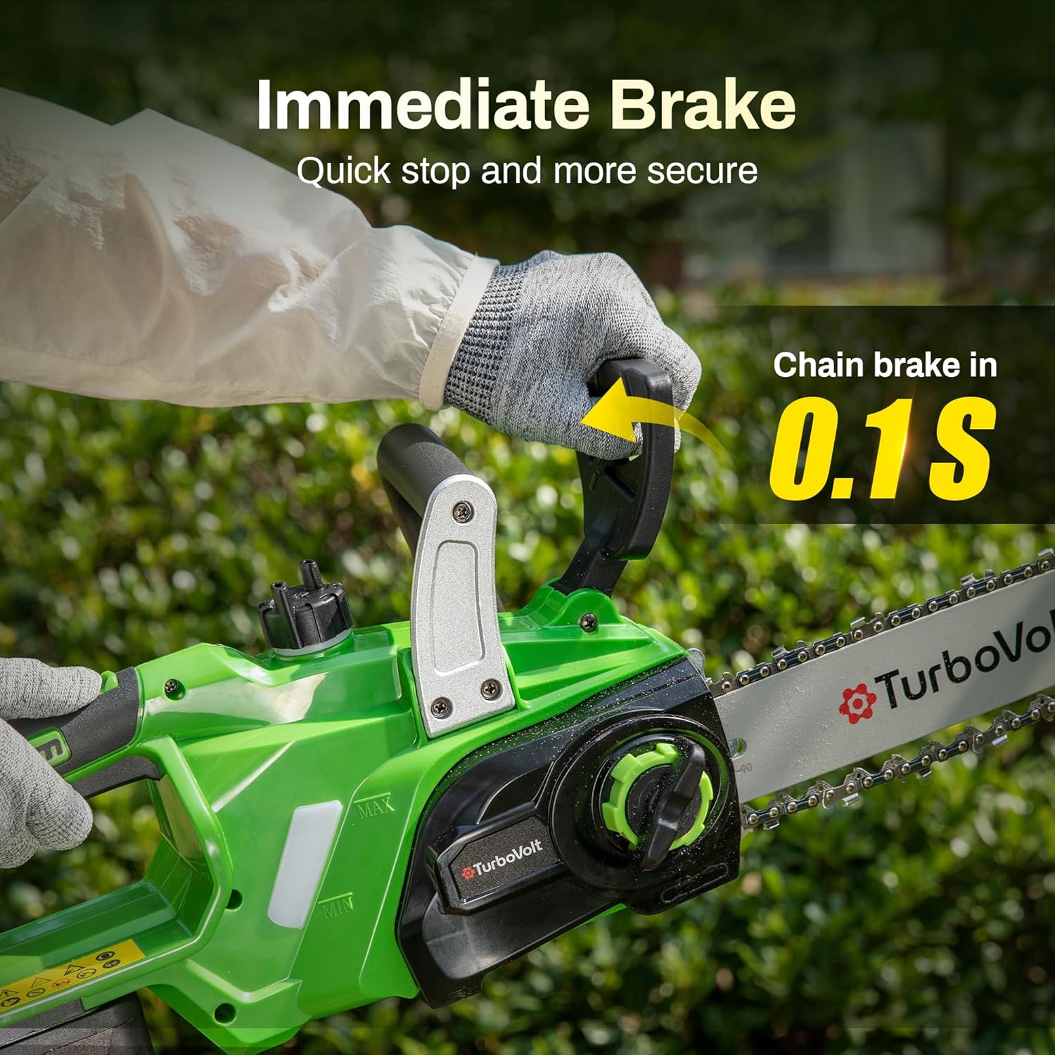 Cordless chainsaw 12 inch, 20V Electric chain saw with 3000RPM Brushless Motor | 4Ah Battery & Charger | Tool-free Tension | Auto Oiler, for Cutting Firewood, Tree Pruning, Trimming, Storm Cleanup - Image 6