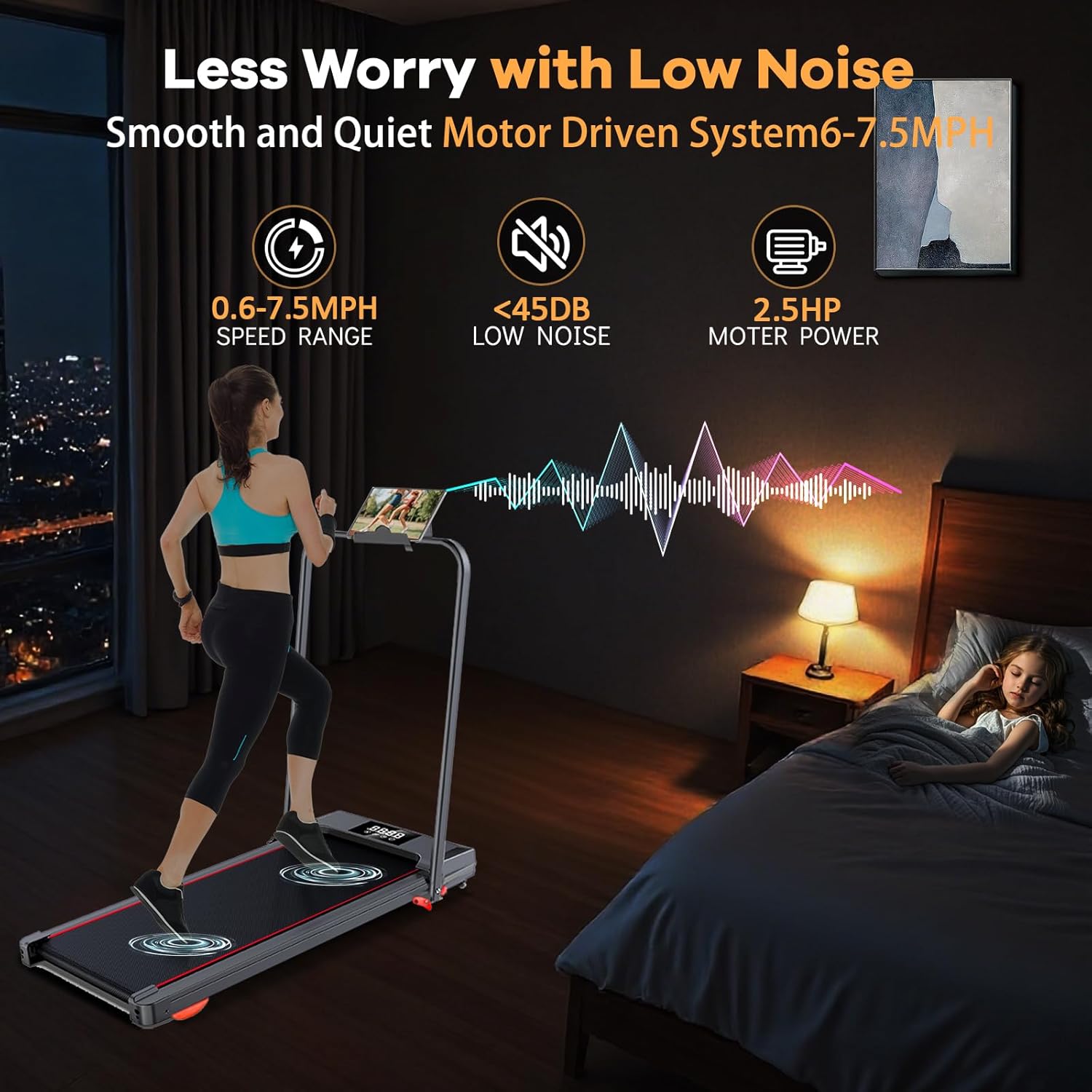 Walking Pad with Handle Bar and Incline, 3 in 1 Under Desk Treadmill with Hiking Mode, 2.5HP Low Noise Walking Treadmill Pad with Remote Control,Portable Treadmills for Home Office, Led Display - Image 6