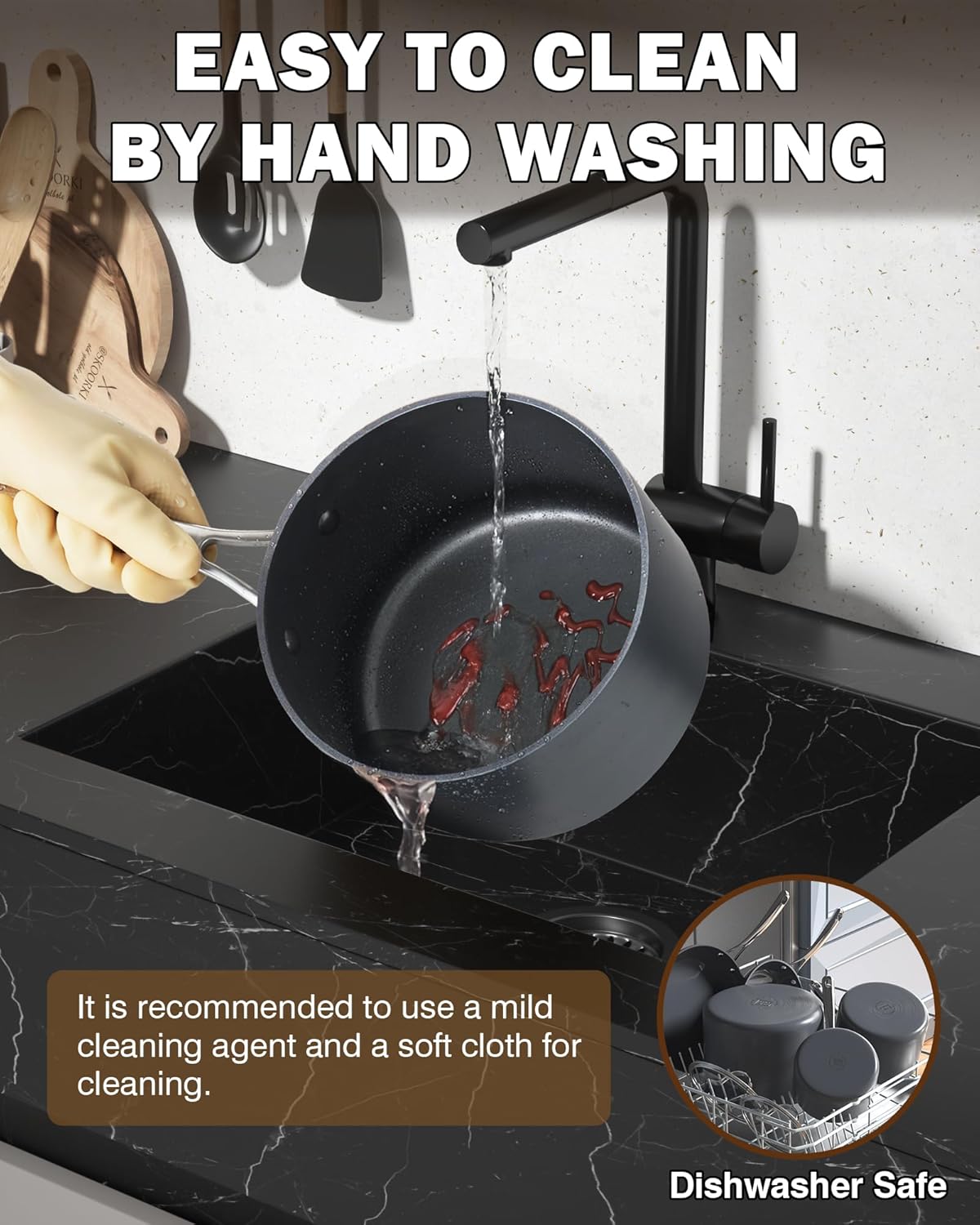 Cooks Standard 8-Piece Nonstick Hard Anodized Cookware Set, Pots and Pans Set Includes Saucepans, Stockpot, Frying Pans, Lids, Black - Image 6