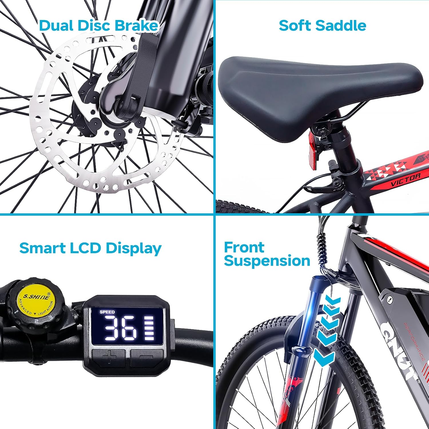 Electric Bike for Adults, 350W 26" Ebike for Teens 21 Speed 20Mph Up to 40Mile with Dual Disc Brake Commute E-Bike E-MTB for Men Women Electric Bicycles UL 2849 Tested - Image 6