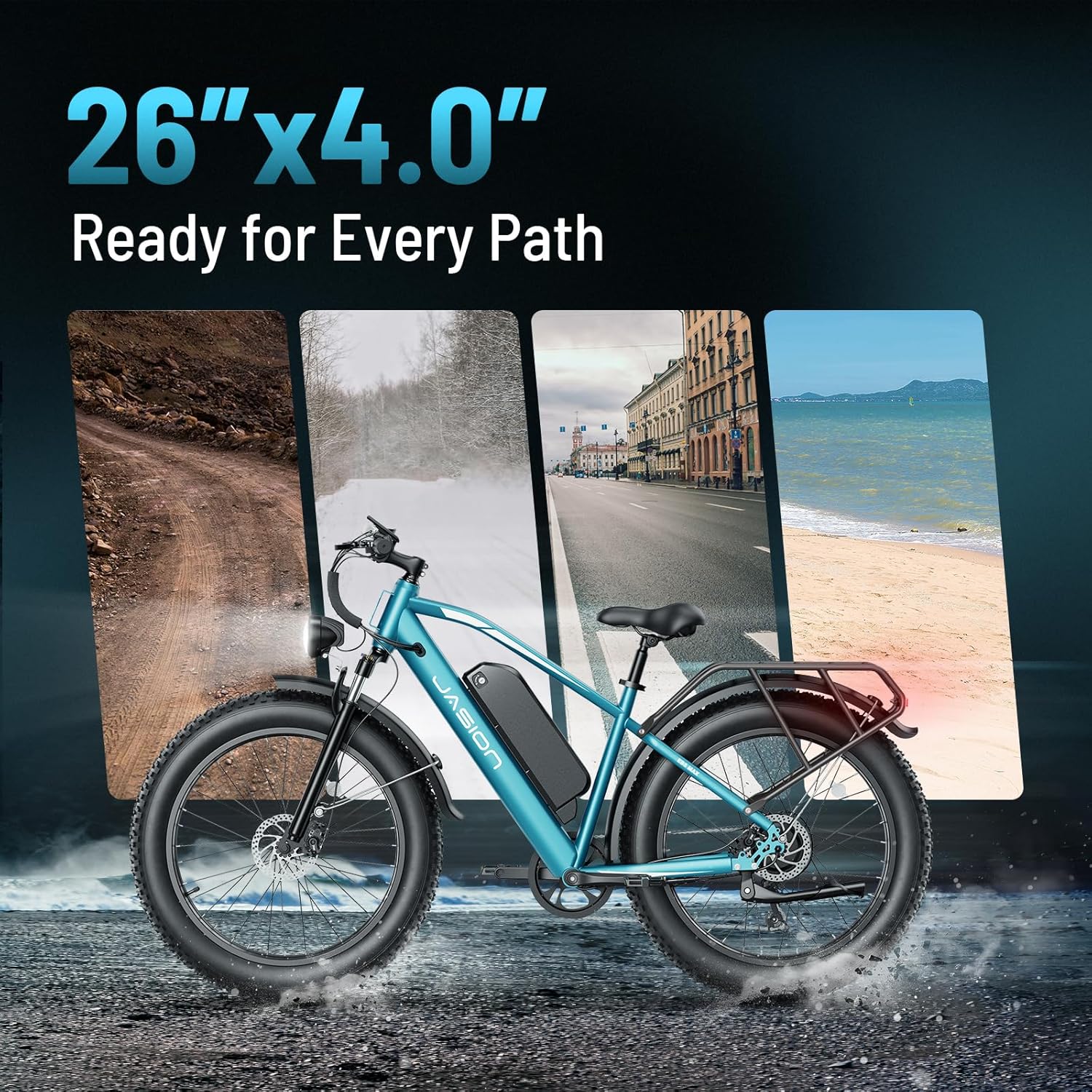 Jasion EB5 MAX Electric Bike for Adults with 1500W Peak Motor, 48V 15Ah (720Wh) Battery Electric Mountain Bike, 26'' x 4'' Fat Tire Ebike, 28+MPH Speed, Cruise Control, with Fenders, Rear Rack - Image 6