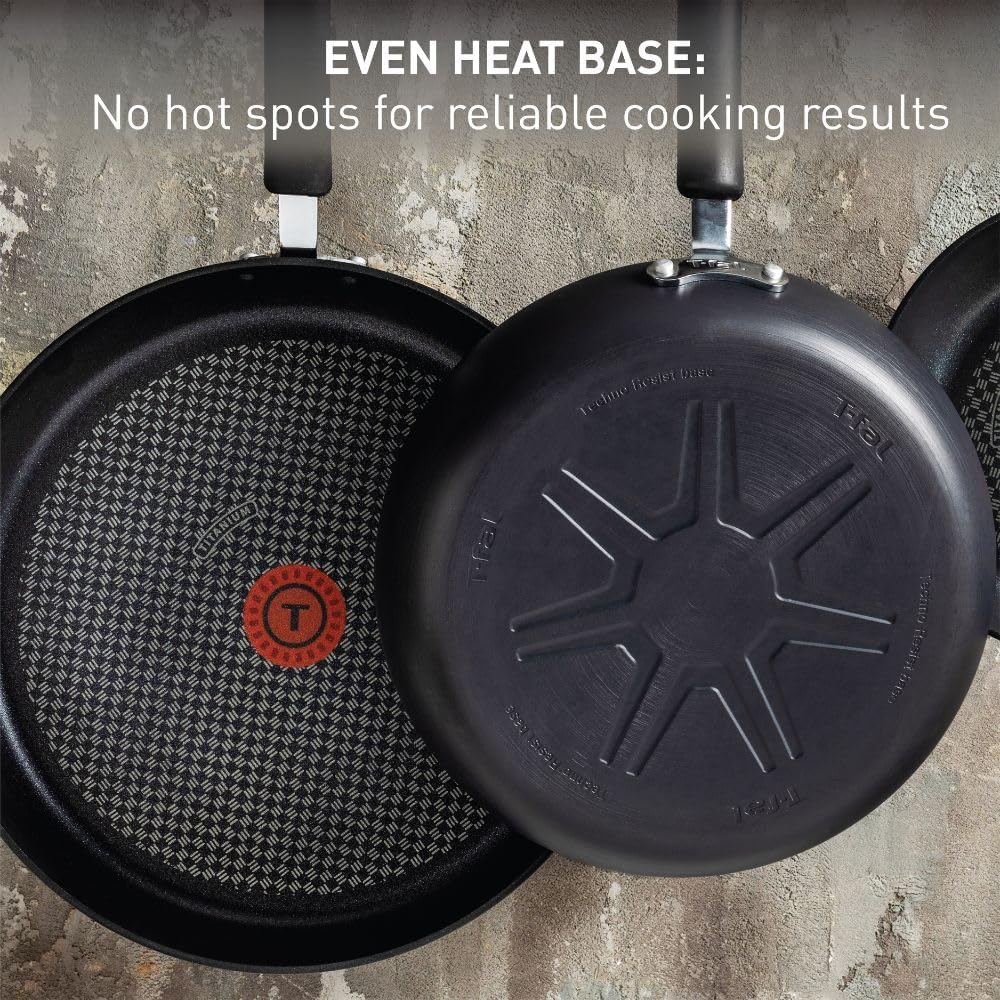 T-Fal Ultimate Hard Anodized Nonstick Cookware Set 17 Piece, Nonstick Pots and Pans Set with Fry Pan, Saucepans, Saute-Pan, Griddle, Dishwasher Safe, Black - Image 7