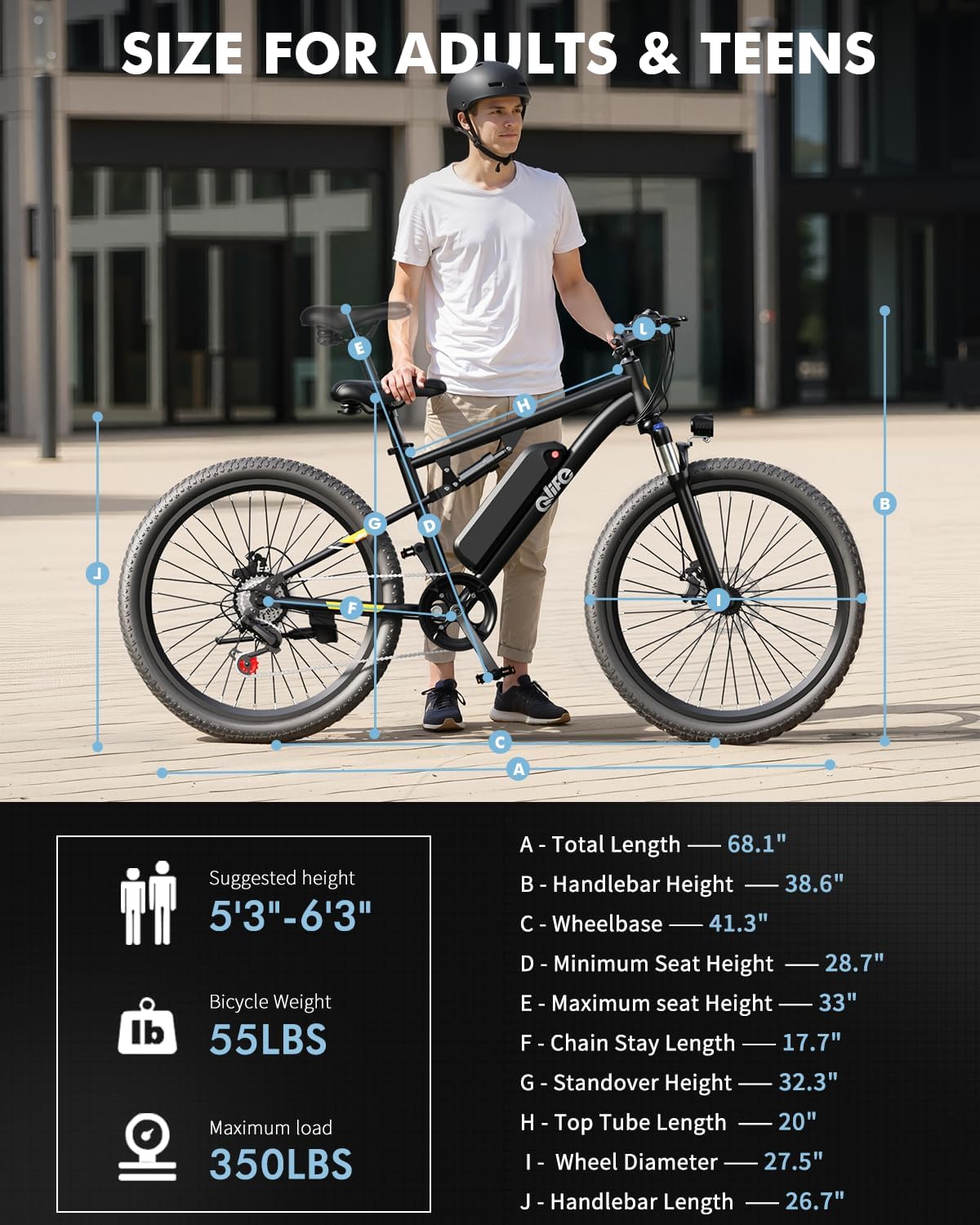 Qlife Racer27.5 Ultra Electric Bike for Adults, 21-Speed 28MPH Adult Electric Bicycles Peak 1200W, Up to 55 Miles, 48V 10.4Ah Removable Battery, Dual Suspension, 27.5" Tire Mountain Ebike - Image 7