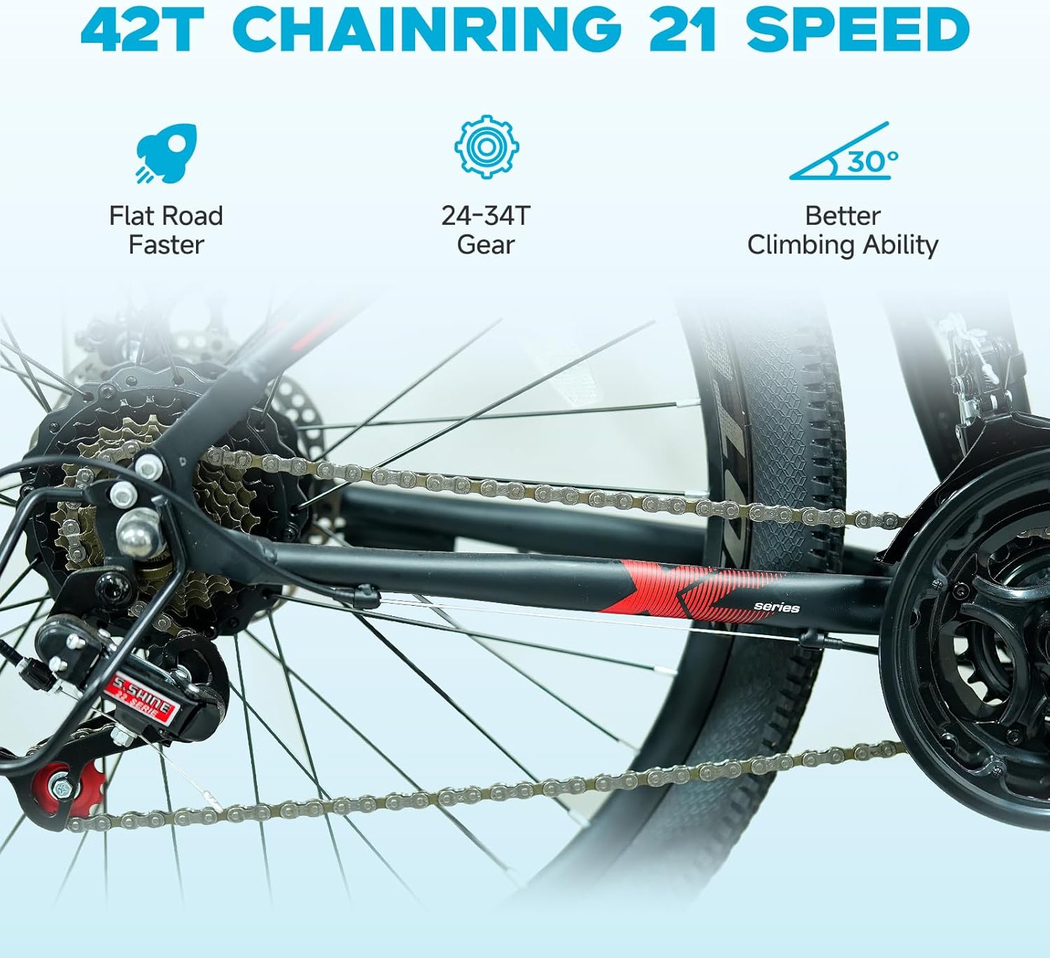 Electric Bike for Adults, 350W 26" Ebike for Teens 21 Speed 20Mph Up to 40Mile with Dual Disc Brake Commute E-Bike E-MTB for Men Women Electric Bicycles UL 2849 Tested - Image 7