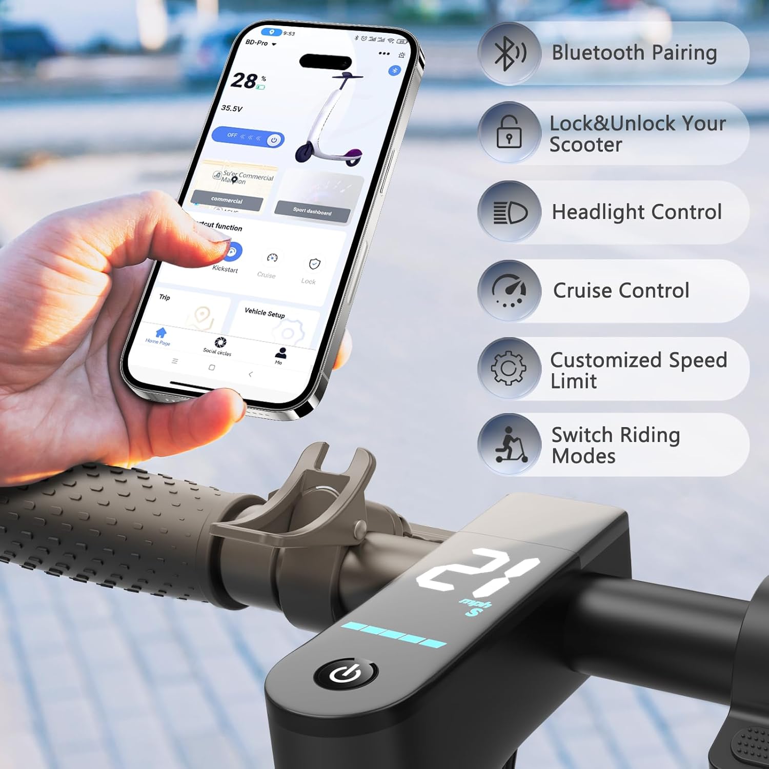 VOLPAM Electric Scooter, 250W/350W/500W Powerful Motor, 6.5"/8.5"/10" Solid Tires, 9/19/22Mph, 28/21/12/10 Miles Range,Dual Braking - Image 7