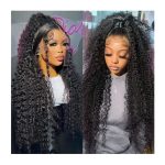 Flawless Style， Deep Wave Lace Front Wigs Human Hair Wigs for Black Women 13x4 Glueless Lace Frontal Wigs Brazilian Hair 8-34" Black Color Curly Lace Front Wigs,Natural Human Hair(180% 13X4 Lace Wig,