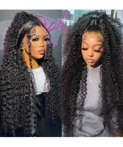 Flawless Style， Deep Wave Lace Front Wigs Human Hair Wigs for Black Women 13x4 Glueless Lace Frontal Wigs Brazilian Hair 8-34" Black Color Curly Lace Front Wigs,Natural Human Hair(180% 13X4 Lace Wig,