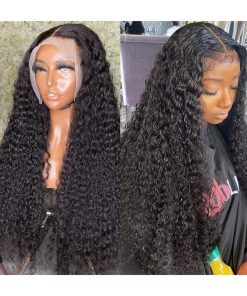 Wig for Women Long Deep Wave Lace Wig HD Transparent Lace Frontal Wig Human Hair Wig 180% Brazilian Remy Hair Wave Curly Lace Wig with Baby Hair for Black Women Wig(13x6 HD Lace Wig,38inches)