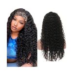 Wave Glueless Wigs Deep Wave Brazilian Human Hair Headband Wig for Women Full Machine Made Deep Curly Long Wigs(20,24,26,28 inches)