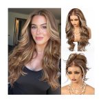 HAIRCUBE 13×6 Glueless Lace Front Wavy Wig, 24 26 28 Inch Lace Synthetic Wigs for Women Ash Brown Color