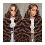 30 Inch Chocolate Brown Lace Front Wig 200 Density 13x6 HD Body Wave Human Hair Wig for Women with Baby Hair
