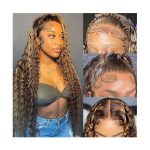 bangjazz 13x4 Deep Wave Lace Front Wigs Human Hair Highlight Ombre 13x4 HD Transparent Lace Frontal Wigs Human Hair 180% Density P4/27 Colored Glueless Curly Wigs for Black Women 16 Inch