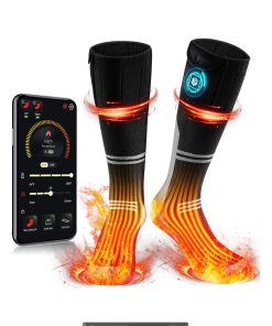 WASOTO Heated Socks for Men Women 22.2WH Battery Washable Rechargeable APP Control Electric Heated ski Socks for Hunting