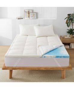 Peace Nest White Goose Feather Bed Fitted Mattress Topper with 100% Organic Cotton Cover Hybrid - 2.5 Inch (Enhanced Support) Queen