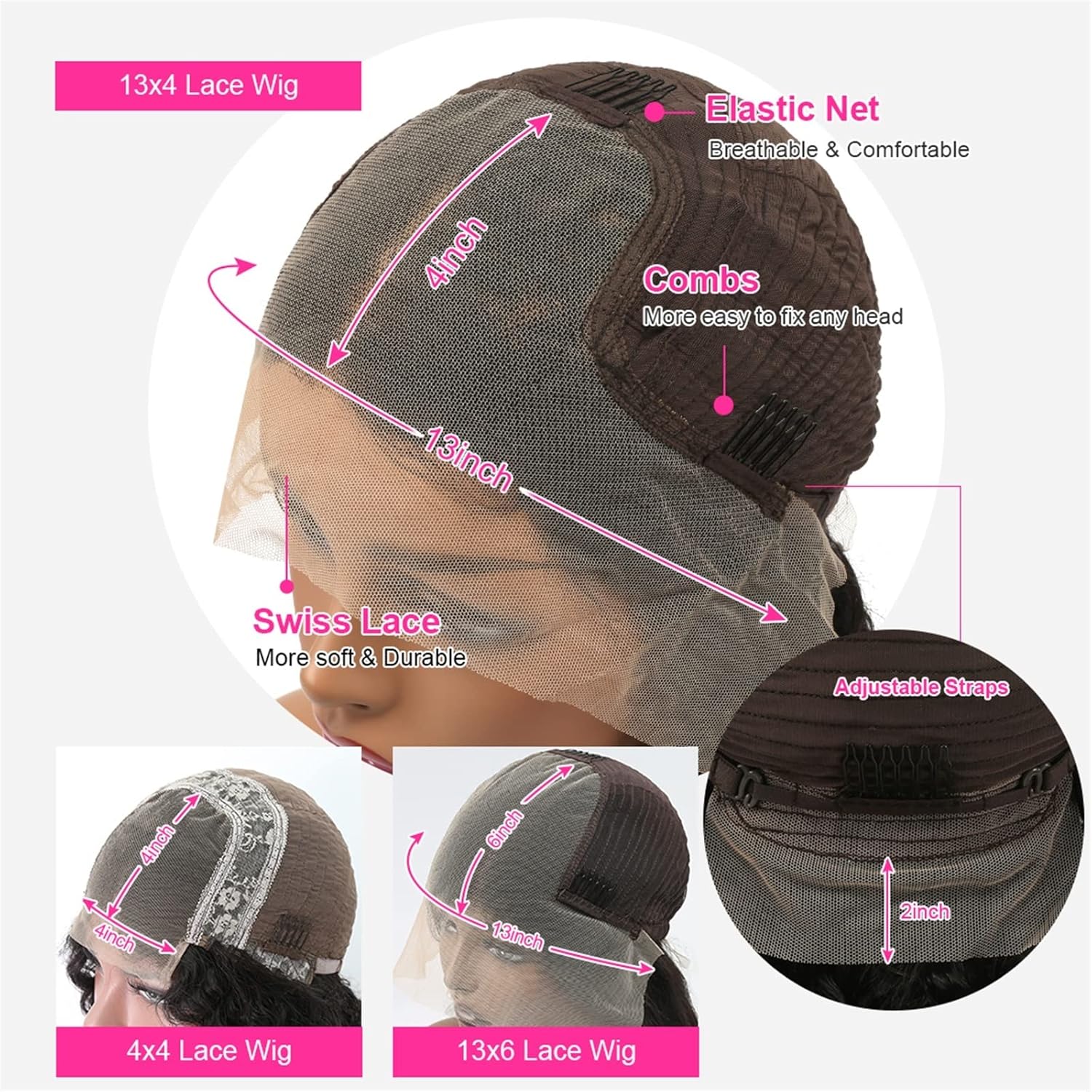 Wig for Women Long Deep Wave Lace Wig HD Transparent Lace Frontal Wig Human Hair Wig 180% Brazilian Remy Hair Wave Curly Lace Wig with Baby Hair for Black Women Wig(13x6 HD Lace Wig,38inches) - Image 6