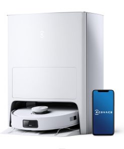 ECOVACS DEEBOT T10 OMNI Robot Vacuum and Mop Combo, Auto Self-Emptying, Auto Mop Cleaning, Hot Air Drying, 5000Pa Suction, OZMO TURBO Deep Mopping with Precision Mapping and Obstacle Avoidance, White