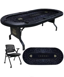 GUTSHOT Foldable Poker Table for 10 Players with 10 Chairs and an Additional Mat- Soft-Padded Armrest, Individual Cup Holders, Portable Mat - Long-Lasting Poker Table