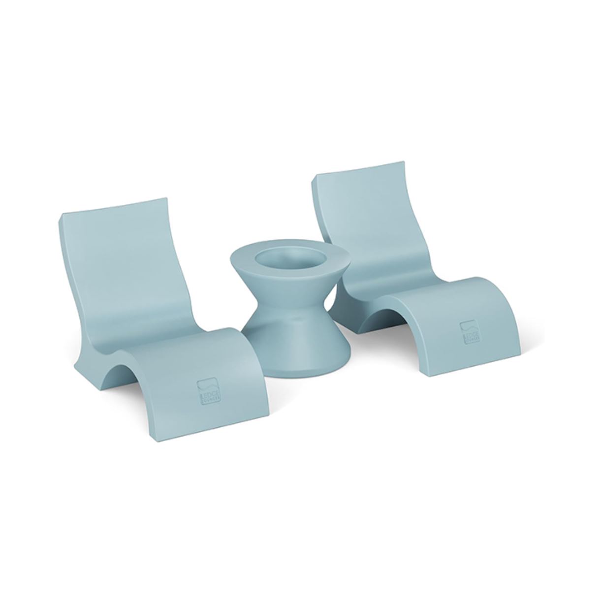Ledge Lounger Signature Lowback Chair Set - Two Chairs - Ice Bin Side Table - in-Pool - On-Deck - Water Depths 0-9” - All Types - Resin Water Chairs - Pool, Sundeck, Outdoor Patio, No Lid Included