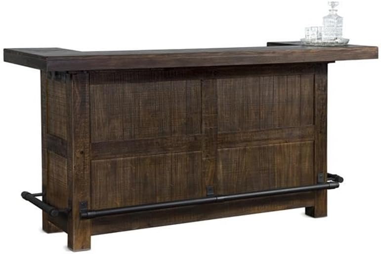 Home Bar and Storage Buffet Cabinet with Hutch in Tobacco Leaf 2 Piece Set - Image 3