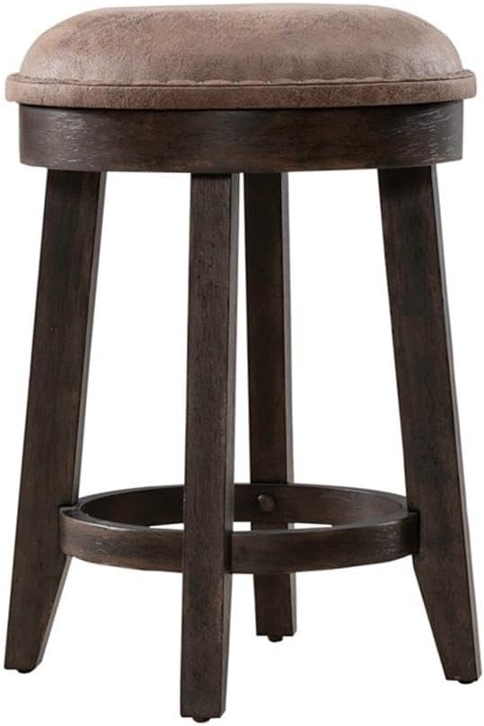 Pemberly Row 4 Piece Set of Console Bar Table & 3 Uph Console Stools in Brown - Image 3