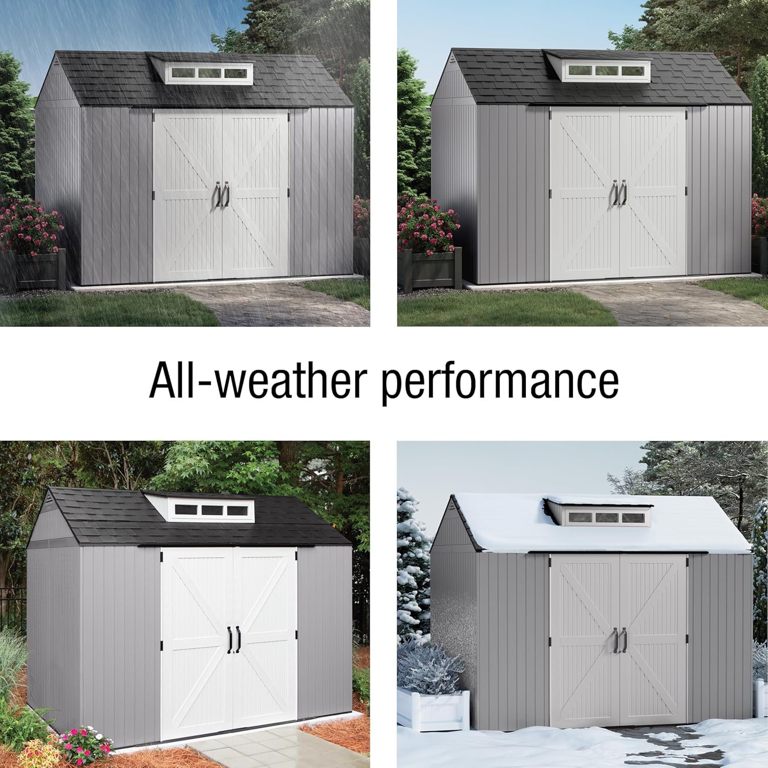 Rubbermaid Extra Large Resin Outdoor Storage Shed With Floor (7 x 10 Ft.), Weather Resistant, Brown, Organization for Home/Lawn Mower/Backyard Equipment/Bike Storage/Pool Supplies - Image 3